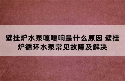 壁挂炉水泵嘎嘎响是什么原因 壁挂炉循环水泵常见故障及解决